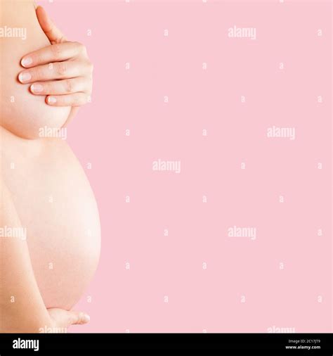 Pregnant Woman With Big Belly Stock Photo Alamy