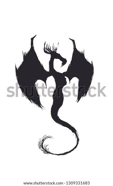 Flying Dragon Silhouette Stock Vector Royalty Free 1309331683