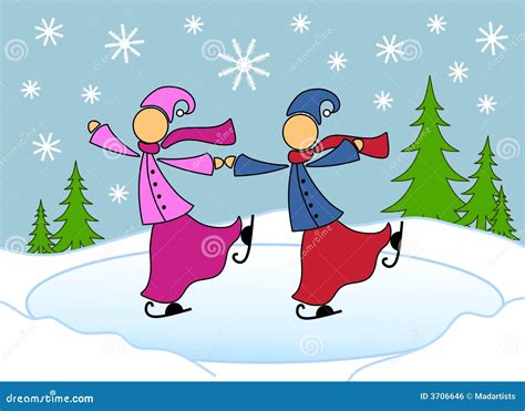 lesbian couple skating christmas card royalty free stock image image 3706646