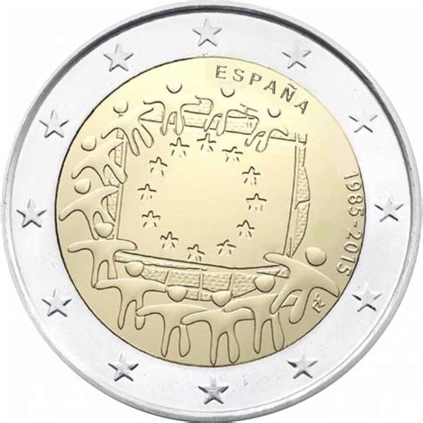 2 Euro Spain 2015 30 Years European Flag Unc Romacoins