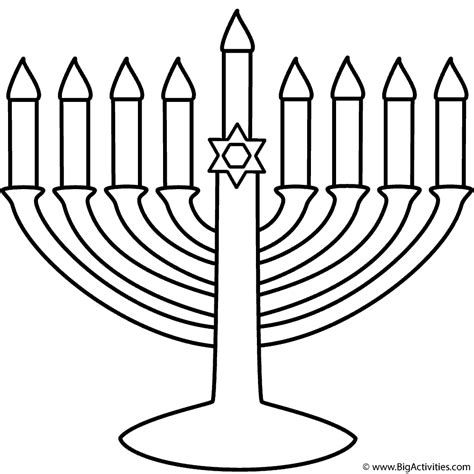 Menorah With Happy Hanukkah Coloring Page Hanukkah