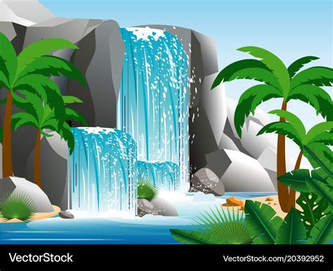 Beautiful Waterfall In Royalty Free Vector Image