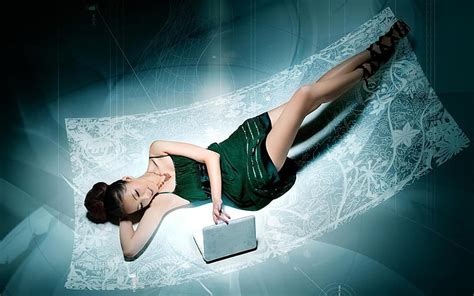 Hd Wallpaper Sexy Woman With Laptop Green Technology Girl Computer Wallpaper Flare