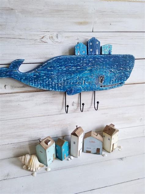 Wood Whale Wall Art Decor A Key Holder Made From Wood With Etsy