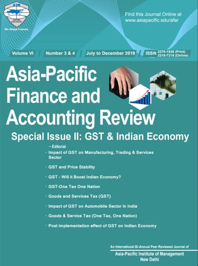 It is published in asiatic region. Finance Journal - Asia-Pacific Institute of Management