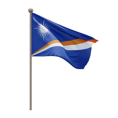 Free Marshall Inseln 3d Illustration Flagge Auf Der Stange Fahnenmast
