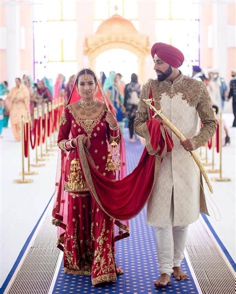 Elegant Traditional Bride And Groom Complete Punjabi Wedding Wear