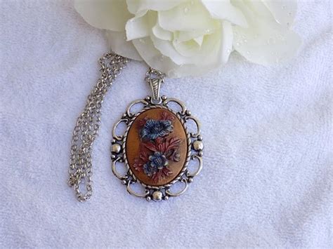 Items Similar To Flower Cameo Necklace Hand Painted Cameo Victorian