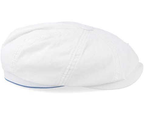 Hatteras Dyed Cotton White Flat Cap Stetson Caps Uk