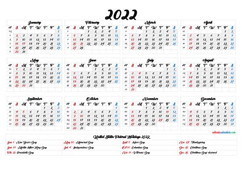 Annual Calendar With Week Numbers