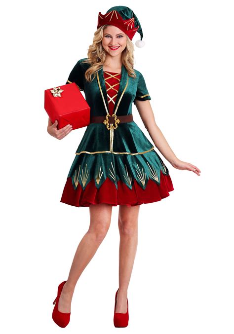 Women S Deluxe Holiday Elf Costume Walmart Com Walmart Com