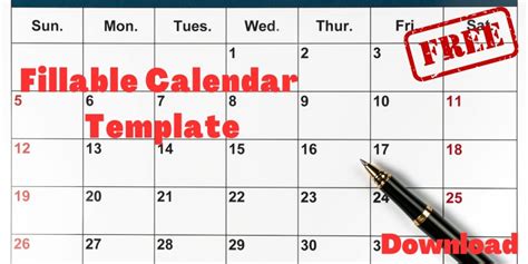 Best Fillable Calendar Template Free Download Template Care