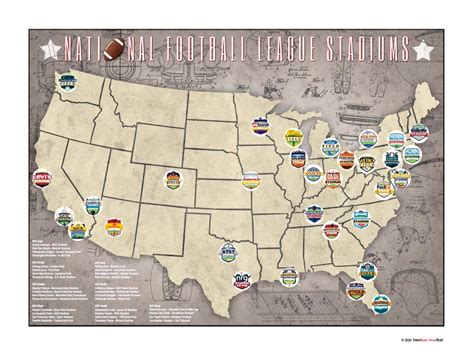Nfl National Football League Stadiums Teams Tracking Location Map