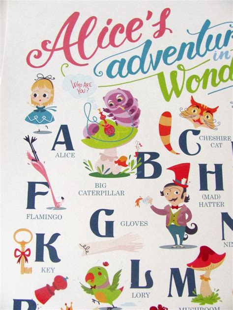 Alice In Wonderland Poster Alphabet Print 1260 X 1810 Etsy Alphabet