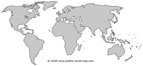 Blank Outline World Map With Medium Borders Gray Continents And White Oceans B9b World Map