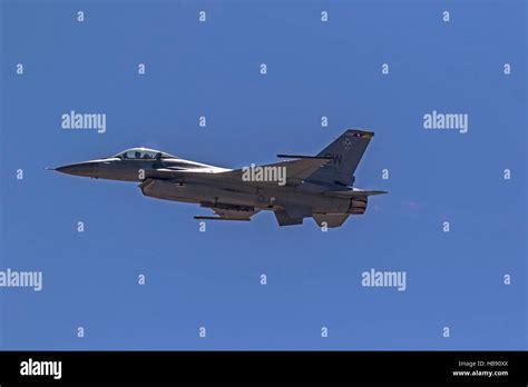 Airplane Us Military F 16 Fighter Jet Flying At 2016 Air Show Stock