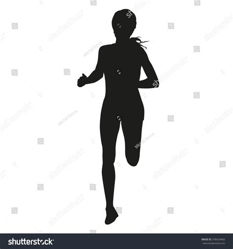 Running Woman Silhouette Run Isolated Vector Stock Vector 378429466