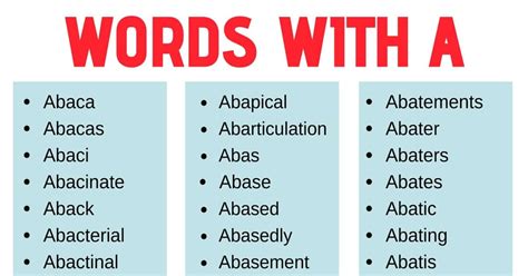 Words That Start With A List Of 500 A Words With Useful Examples My