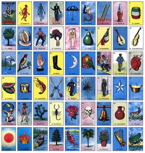 One by one, the caller picks a card from the deck and announces it to the players by its name, sometimes using a verse before reading the card name. The classic Loteria cards. TM & © Don Clemente / Pasatiempos Gallo, Inc.