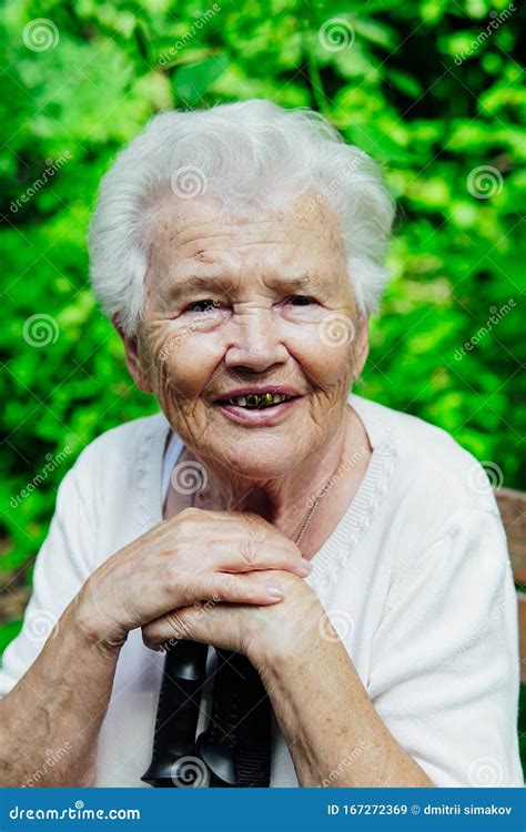 portrait of old granny on a park bench nice stock image image of pensive happy 167272369