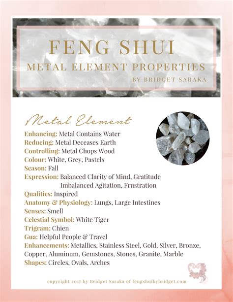 Feng Shui Five Element Properties Metal Element Feng Shui By Bridget