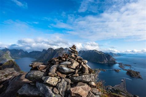 Reine From Reinebringenview On Stunning Mountains Of Lofoten Islands