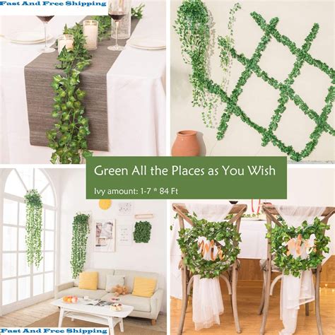 84 Ft 12 Strands Fake Ivy Leaves Artificial Ivy Garland Greenery 84ft