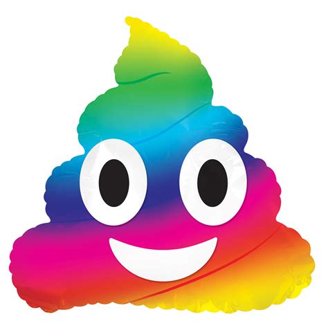 Rainbow Poop Emoticon Air Filled Stick Balloon Cti Balloons