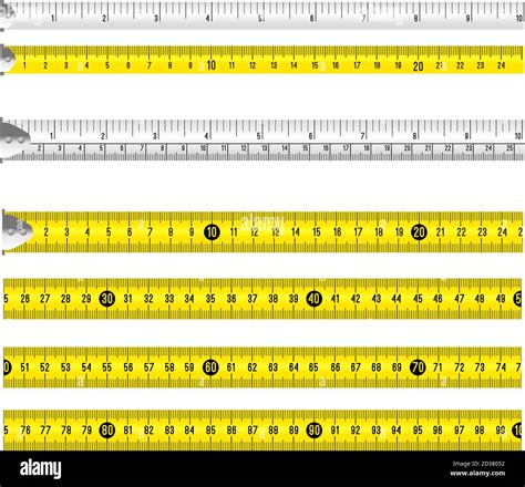 Ruler Measuring Tapes Vector Long Tape Set For Measure Inches And