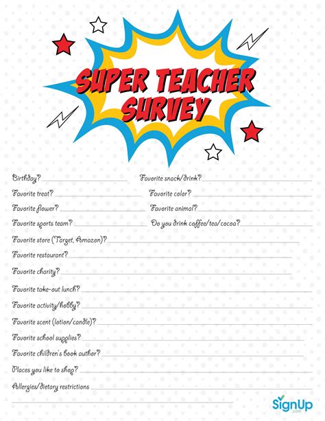 Check Out This Super Cute Downloadable Teacher Survey That Will Help