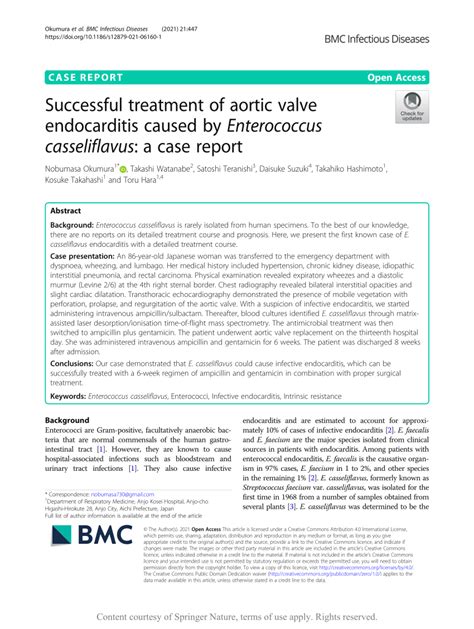 Pdf Successful Treatment Of Aortic Valve Endocarditis Caused By