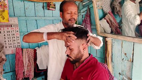 Street Head Massage With Neck Cracking By A Roadside Barber Indian Massage Youtube