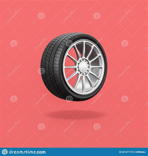 Car Wheel On Red Background Stock Illustration Illustration Of Shadow
