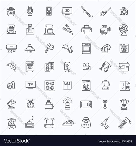 Outline Icon Collection Household Appliances Vector Image