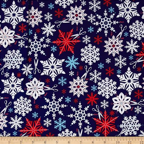 Kaufman Swell Noel Snowflakes Winter Discount Designer Fabric