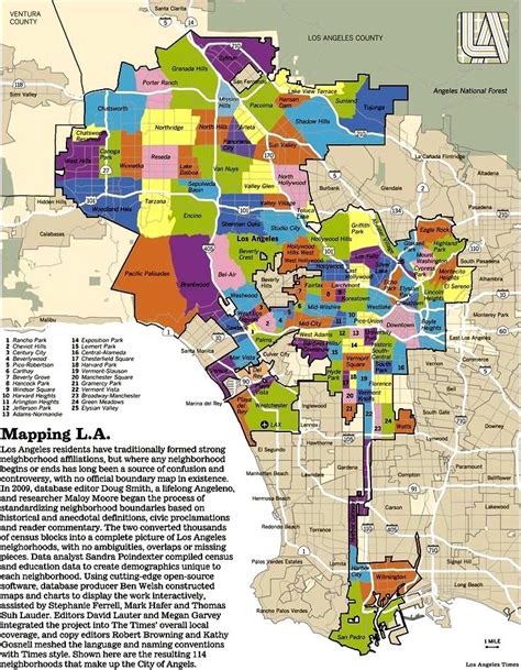 Los Angeles Neighborhood Map 2009 Los Angeles California