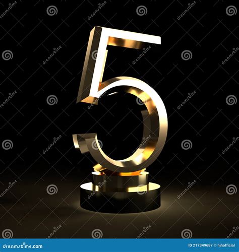 Number Five Golden 3d Font 3d Rendering Text Stock Illustration