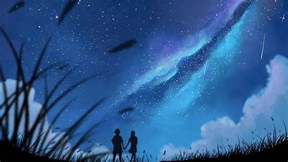 Couple Sky Starry Silhouettes Background Fhd 1080p