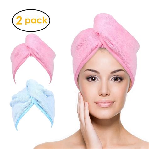 Youlertex Microfiber Hair Towel Wrap For Women 2 Pack 10 Inch X 26