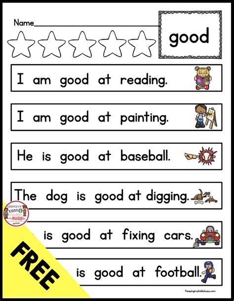 Kindergarten Sight Word Sentences Worksheets Free Kidsworksheetfun