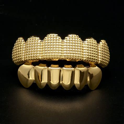 6 Tooth Gold Plated Hip Hop Gold Teeth Grillz Top Bottom Grills