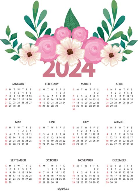 2024 Calendar Flower Floral Design Assumption Of Mary For 2024 Yearly