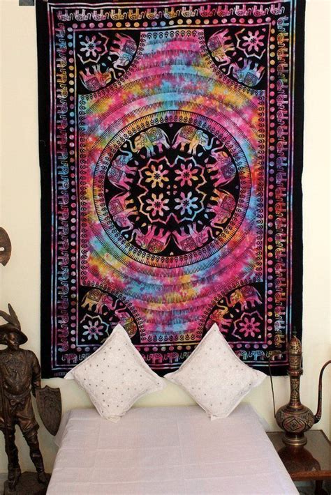 Get it as soon as wed, aug 18. Indian Tapestry Multi Elephant Treee Decor Hippie Cotton Bed Cover Wall Hanging -- Check this ...