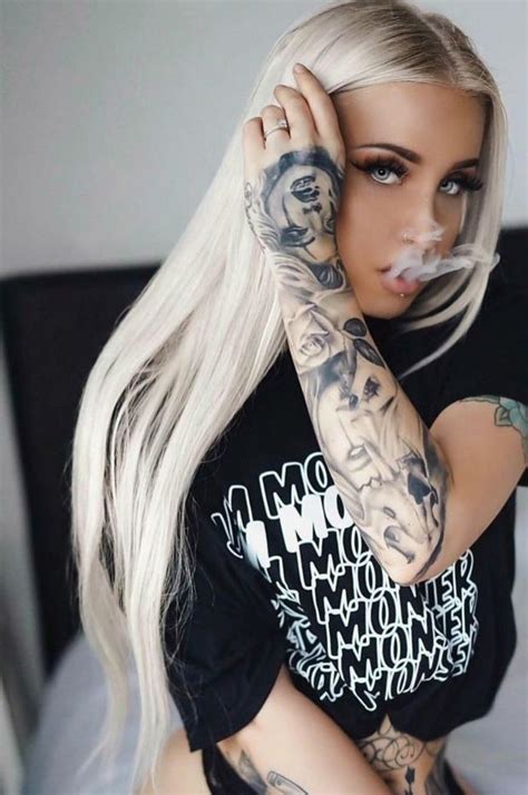 Jenxoadore Blonde Tattoo Tattoed Women Girl Model