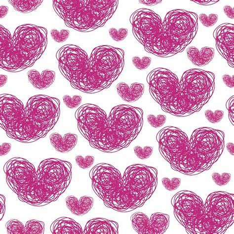 Premium Vector Seamless Pattern Of Chalk Drawn Sketches Pink Hearts