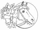Horse Coloring Rose Printable Cute sketch template