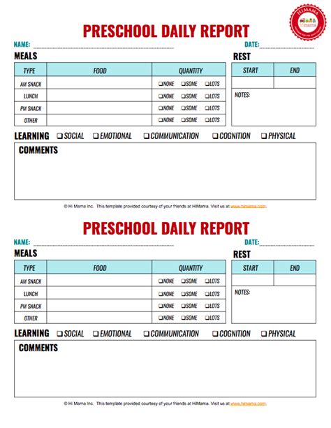 The file includes 20 versions of the sheet. Pin on Infant, Toddler & Preschool Daily Report Templates