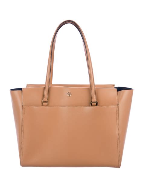 Tory Burch Robinson Leather Tote Handbags Wto The Realreal