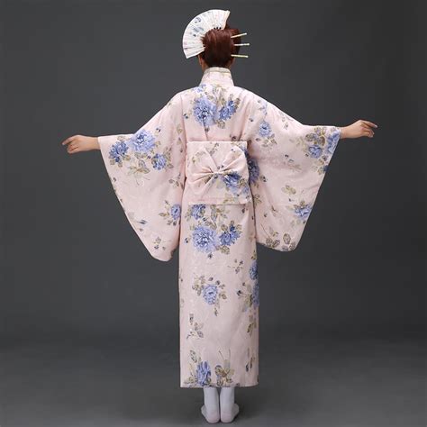 2021 new classic traditional japanese women yukata kimono with obi stage performance dance