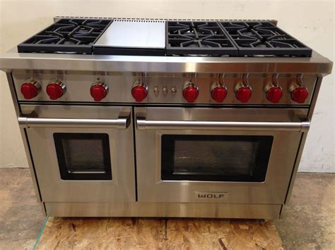 Stainless steel front, sides, top and painted legs. Wolf GR486G 48" Professional Gas Range Stove 6 Burners ...
